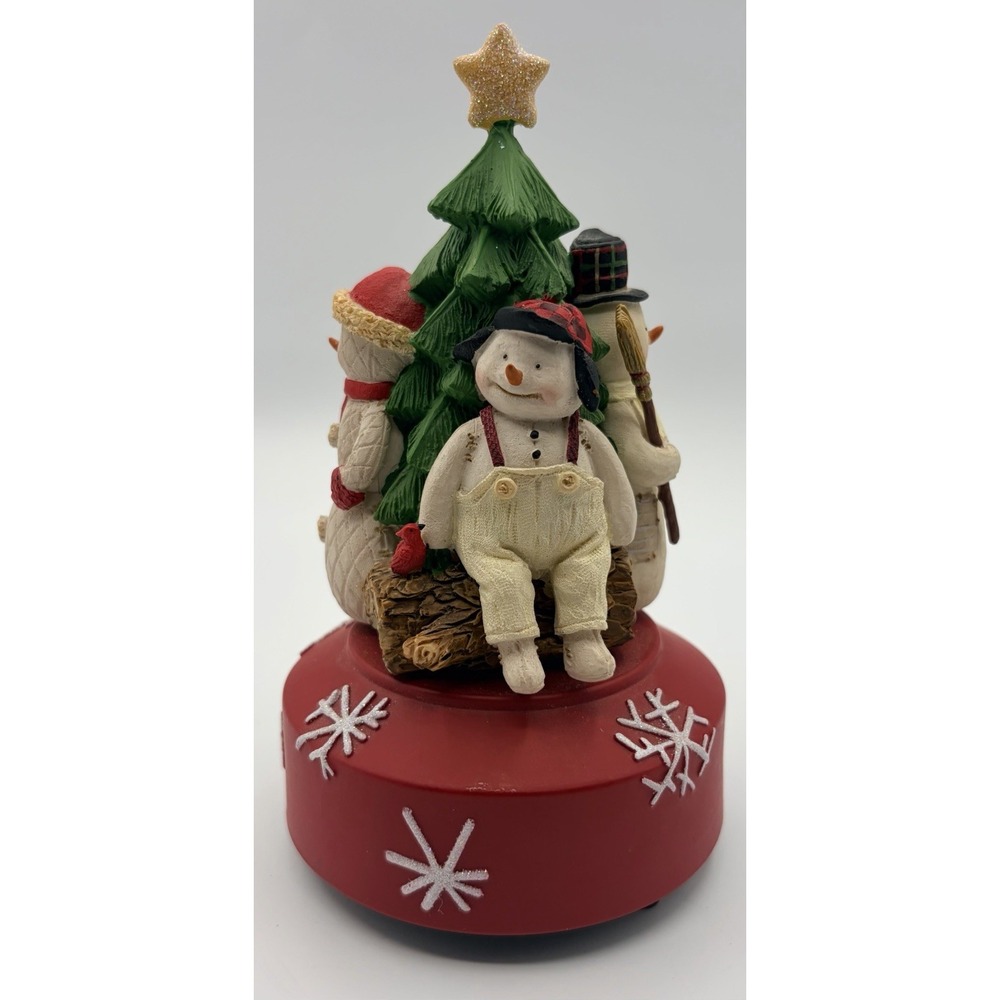 Hallmark Revolving Snowman Music Box Play's Oh Christmas Tree Works - Excellent